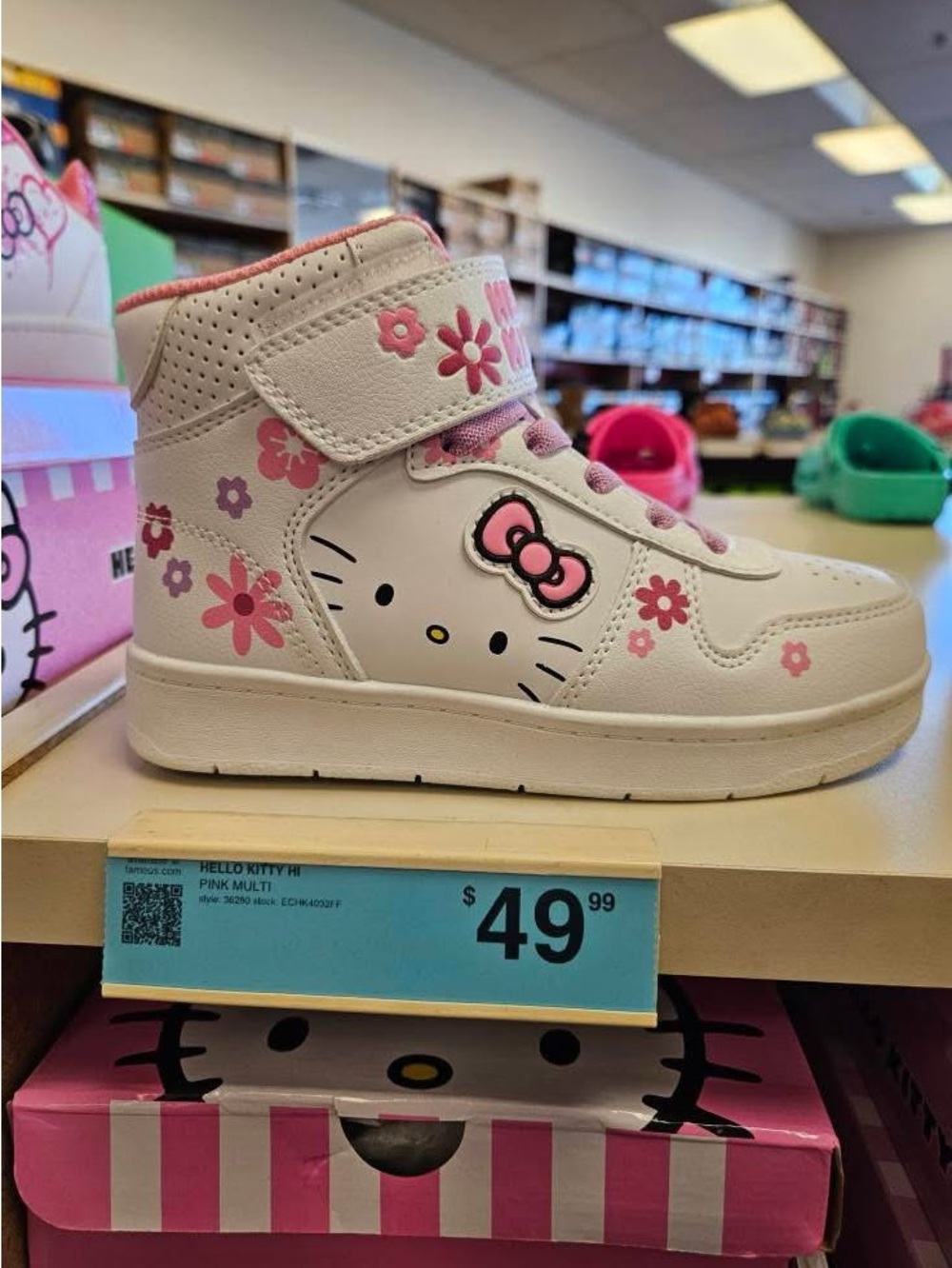 Hello Kitty White and Pink High-Top Kids Sneakers